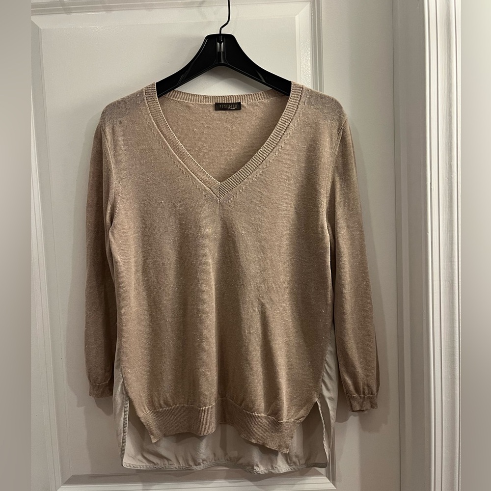 Peserico Beige V-Neck Sweater